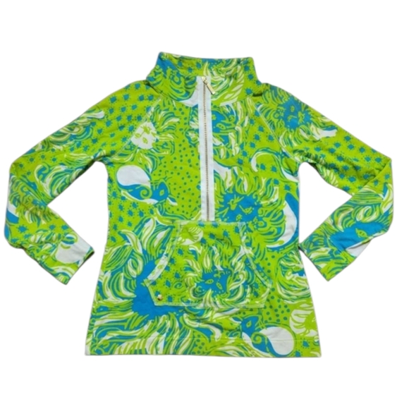 Lilly Pulitzer Skipper Popover Roar Of The Jungle ½ Zip Terrycloth Sweatshirt SM - Picture 3 of 14
